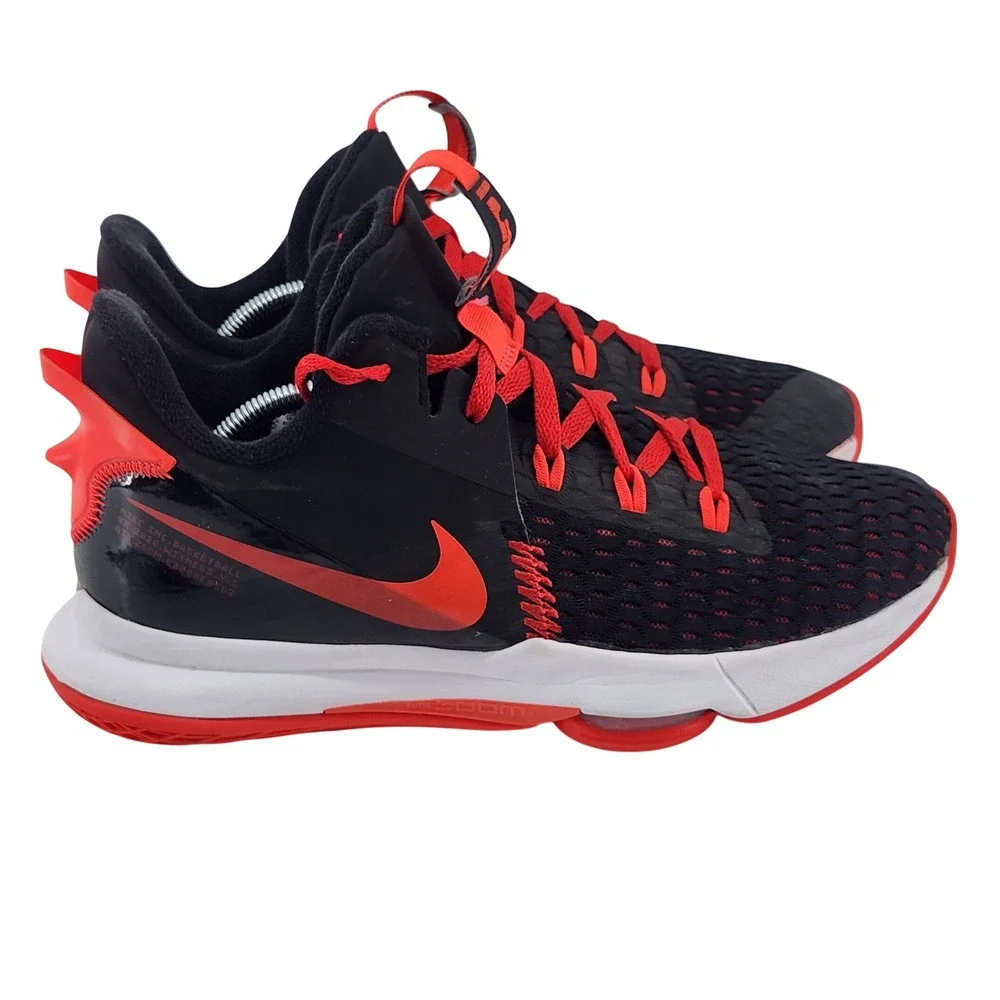 Nike LeBron Witness 5 Mens 12 Black Bright Crimson Bred Basketball Shoes